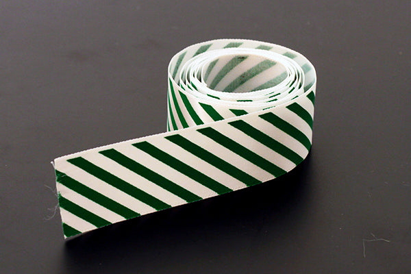 Green candy striped satin ribbon, 25mm (1 inch) or 37.5mm (1.5 inch)