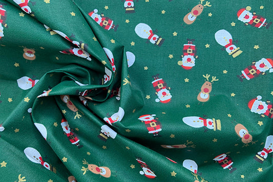 Green Christmas character100% cotton print