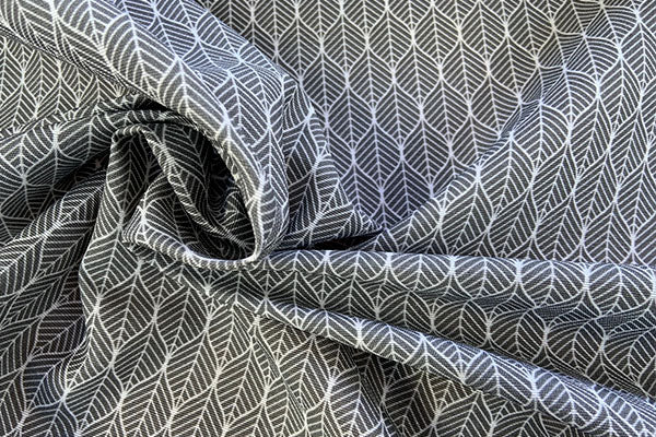 Grey dainty leaves print, heavier weight fabric