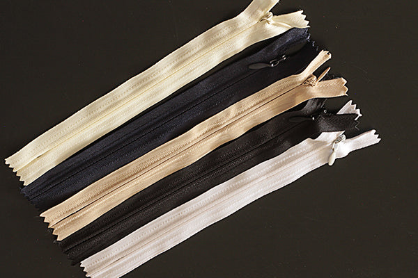 Concealed zips, 178mm (7 inch) - 558mm (22 inch), various colours