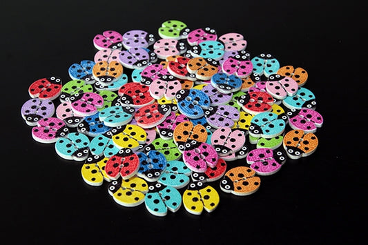 Wooden ladybird button, various colours