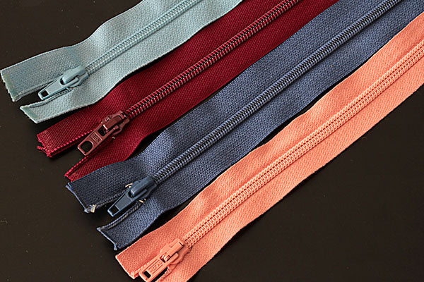 Lightweight open end zips, various colours and sizes