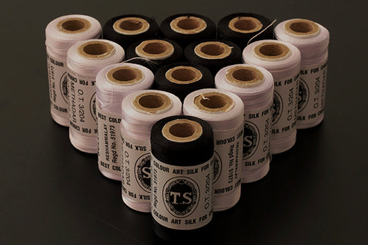 Machine embroidery threads - 500 metres per spool, black and white