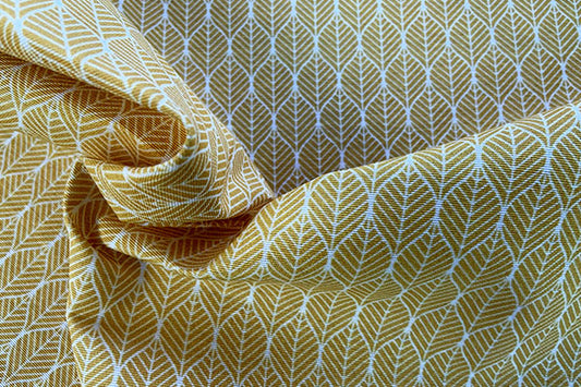 Ochre dainty leaves print, heavier weight fabric