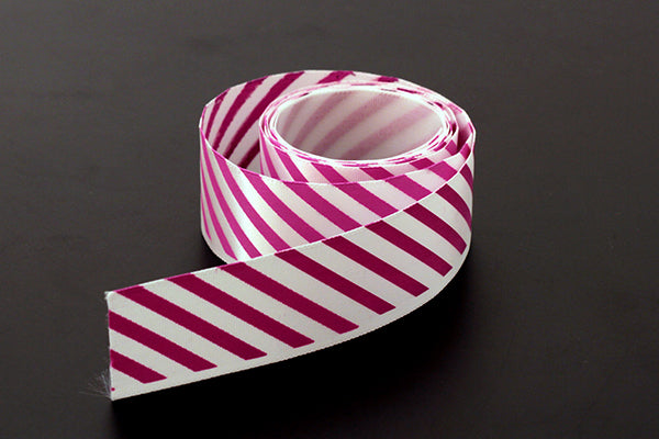 Pink candy striped satin ribbon, 25mm (1 inch) or 37.5mm (1.5 inch)