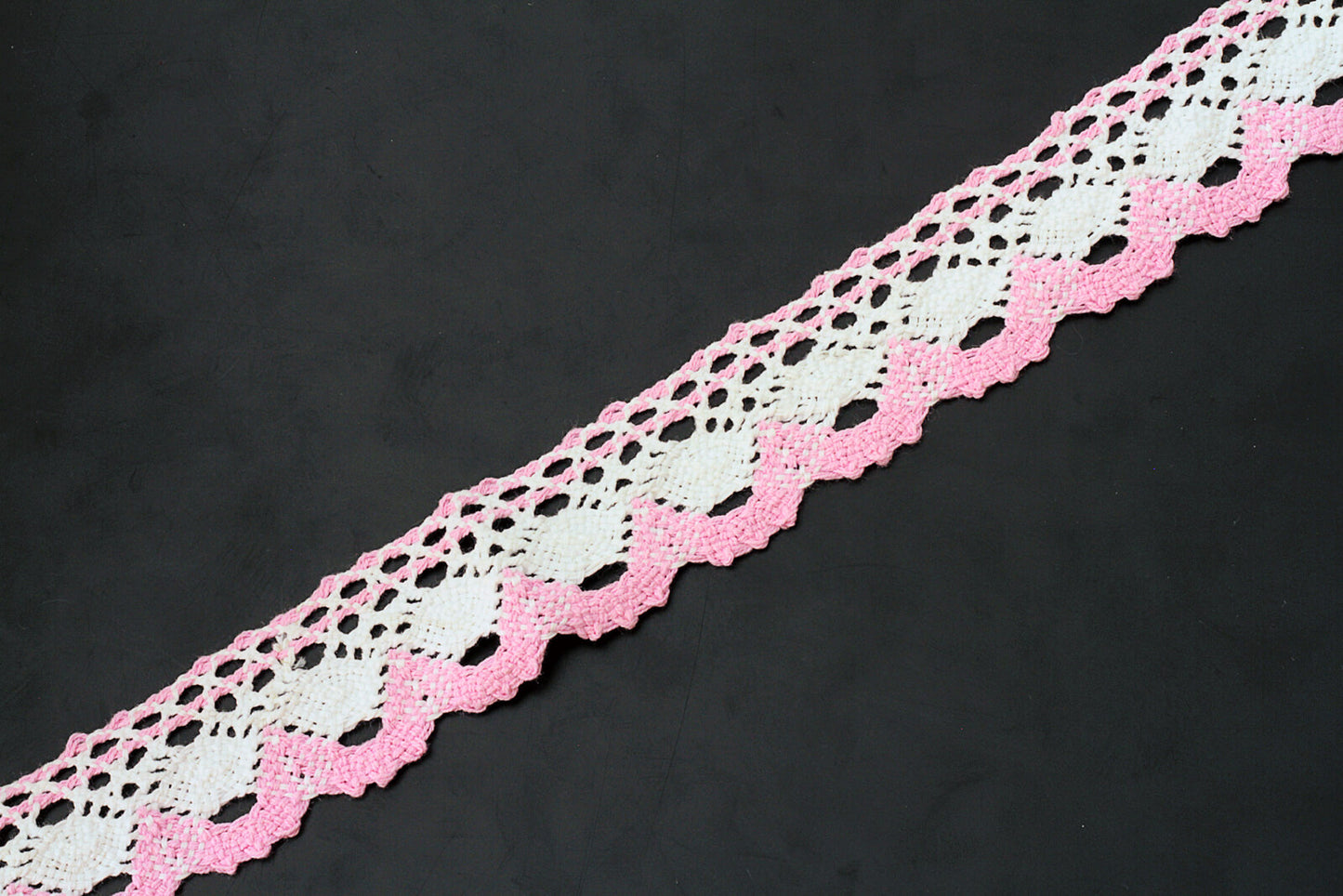 Pink and white flat, cotton lace