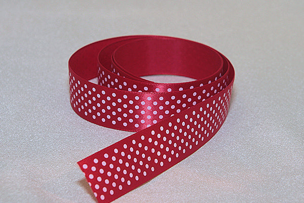 Satin polka dot ribbon in 4 colours, 25mm (1 inch)