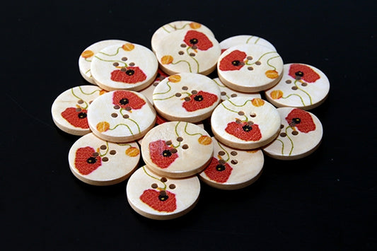 Wooden poppy button