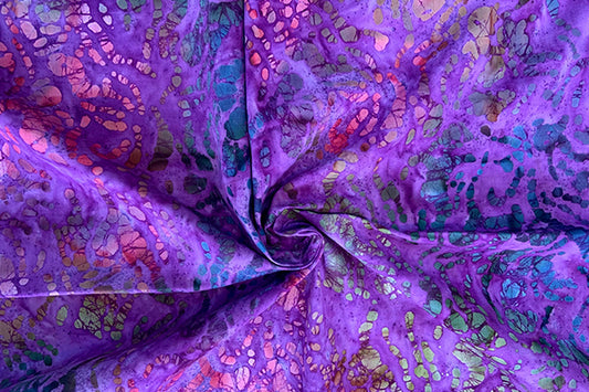Purple, pink and navy batik print