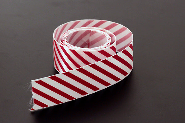 Red candy striped satin ribbon, 25mm (1 inch) or 37.5mm (1.5 inch)