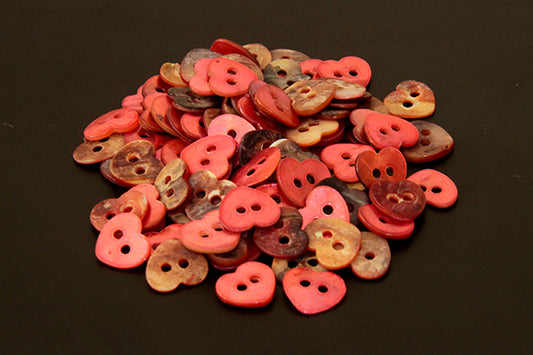 Red heart mother of pearl buttons