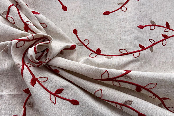 Red leaf cotton rich fabric