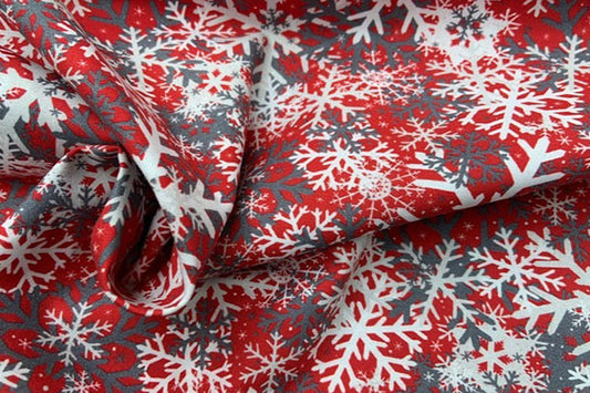 Red snowflake, 100% cotton print