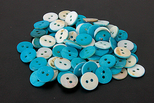 Round blue mother of pearl buttons