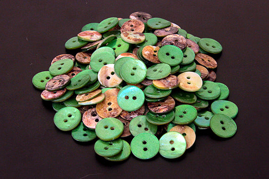 Round green mother of pearl buttons
