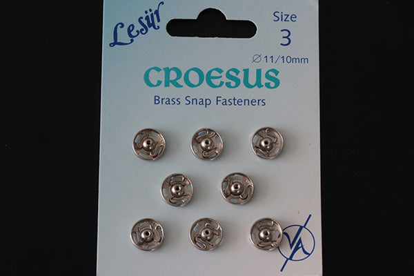 Brass snap fasteners, silver