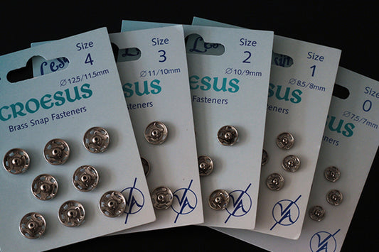 Brass snap fasteners, silver