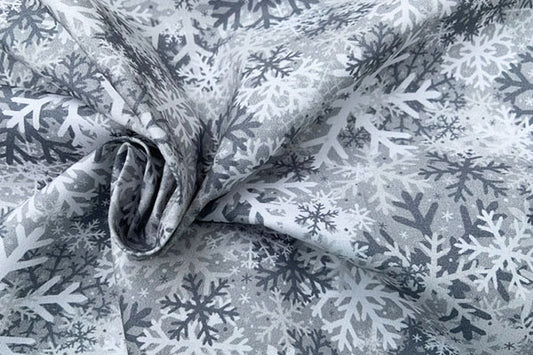 Silver snowflake, 100% cotton print
