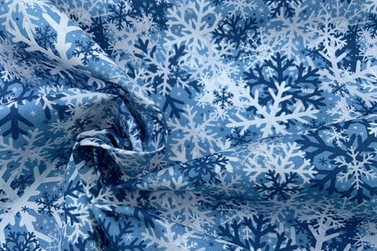 Blue snowflake 100% cotton print