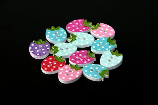 Wooden strawberry button, various colours