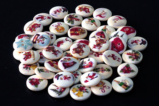 Wooden Vintage Christmas buttons