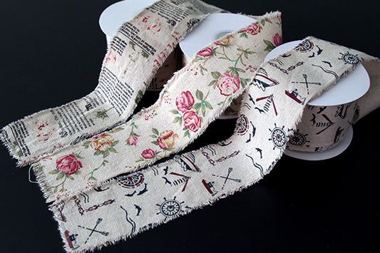 Fringed edge burlap ribbons