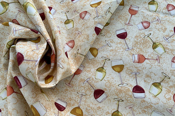 Wine glasses 100% cotton print