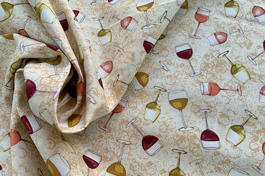 Wine glasses 100% cotton print