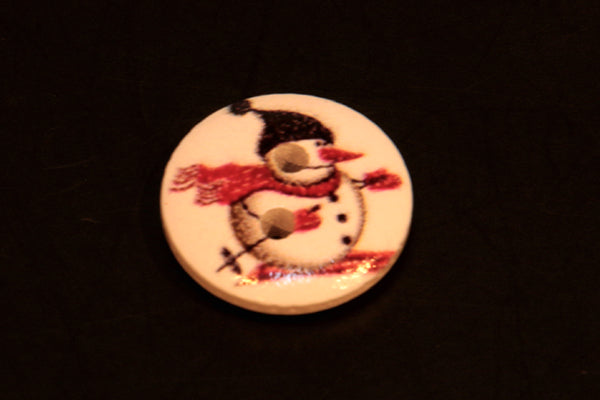 Wooden Snowman Christmas buttons