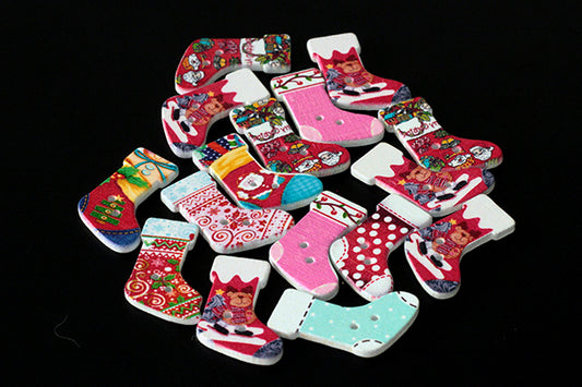 Wooden Christmas Stocking buttons