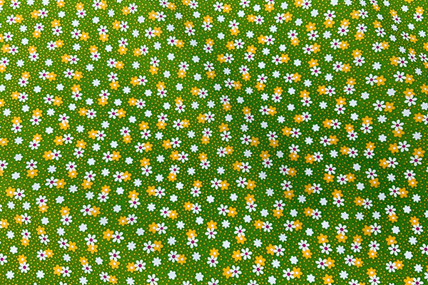 Yellow flowers on lime background, 100% cotton print
